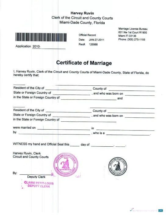 Download USA Circuit and county courts of Florida marriage certificate Photoshop template